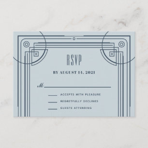 Modern Deco Frame RSVP Enclosure Card - Blue