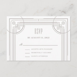 Modern Deco Frame RSVP Enclosure Card - White