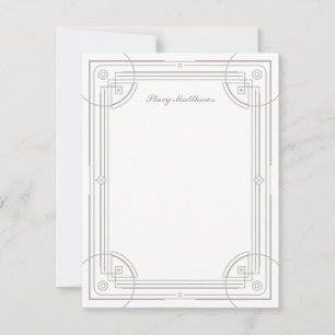 Modern Deco Frame Stationery Note Card - White