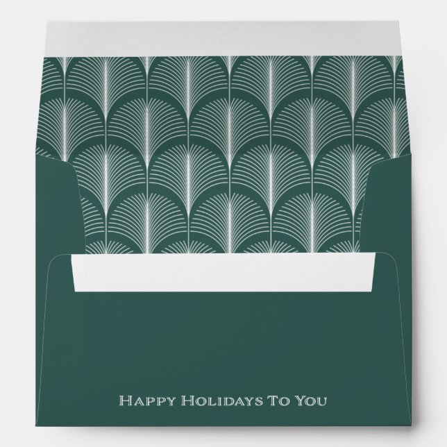 Modern Deco | Happy Holidays Elegant Green Envelope (Back (Bottom))