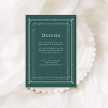Modern Deco | Holiday Green Wedding Guest Details Enclosure Card<br><div class="desc">These glamourous wedding guest information cards feature a modern spin on classic art deco. An ornate, very light silver/white geometric frame and ornamentation decorate an elegant festive green background for a dramatic, vintage wedding look. You can use these cards for driving directions, reception or transportation information, hotel or accommodations information,...</div>