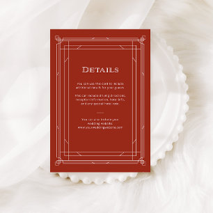 Modern Deco   Holiday Red Wedding Guest Details Enclosure Card