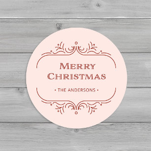 Modern Deco   Pink and Red Merry Christmas Classic Round Sticker