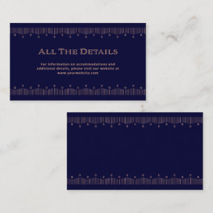 Modern Deco   Rose Gold and Navy Wedding Details Enclosure Card