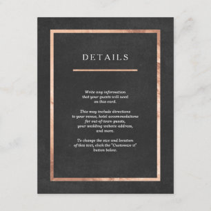 Modern Deco Rose Gold & Black Wedding Insert Cards