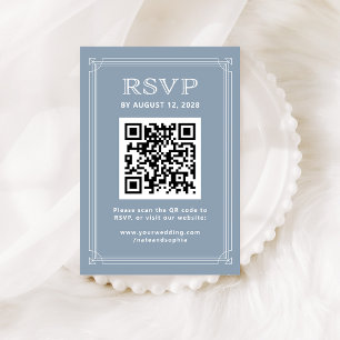 Modern Deco RSVP with QR Code   Dusty Blue Enclosure Card