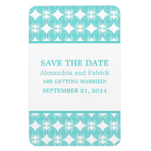 Modern Deco Save the Date Magnet, Aqua Magnet