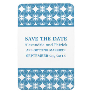 Modern Deco Save the Date Magnet, Blue Magnet
