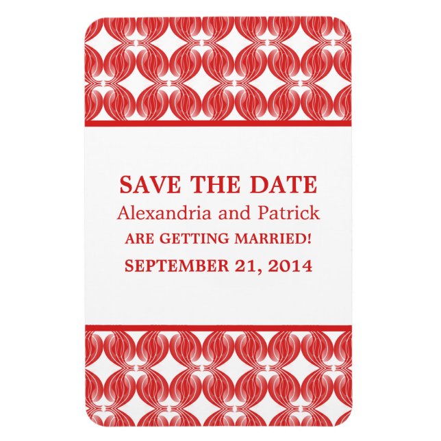 Modern Deco Save the Date Magnet, Red Magnet (Vertical)
