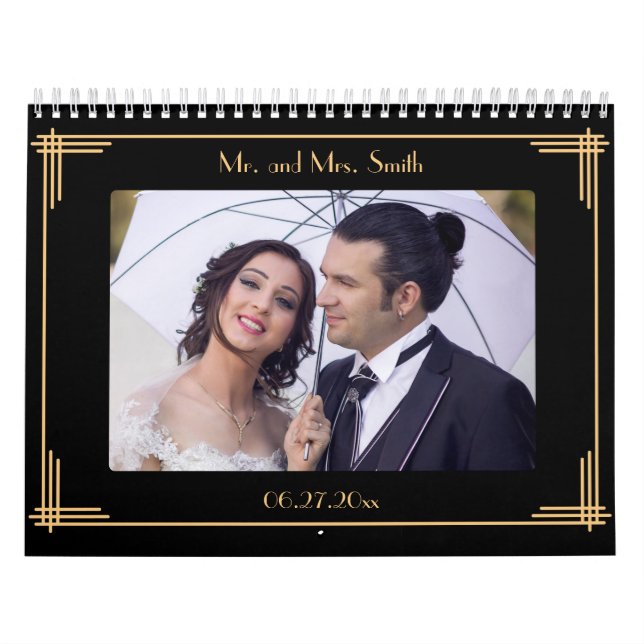 Modern Deco Wedding Photo Calendar (Cover)