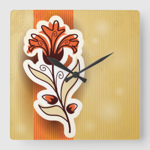 Modern decor with flower, wall clock