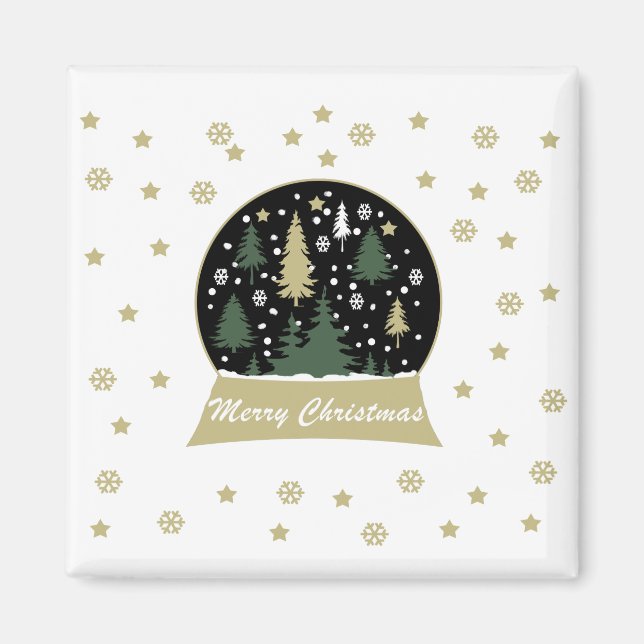 Modern decorated snowglobe magnet (Front)