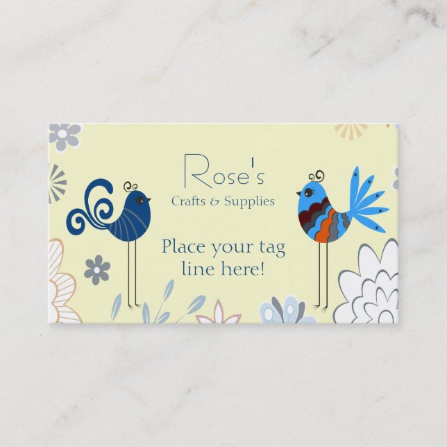 Modern Decorative Blue Birds Business Card (Front)