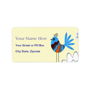 Modern Decorative Blue Birds Label