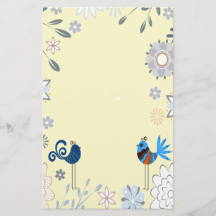 Modern Decorative Blue Birds Stationery