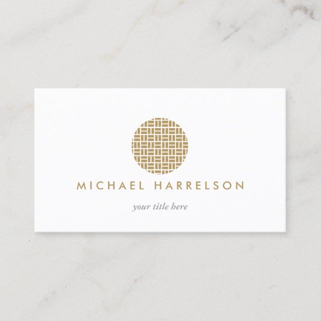 Modern Decorative Circle Logo in Gold Business Card (Front)