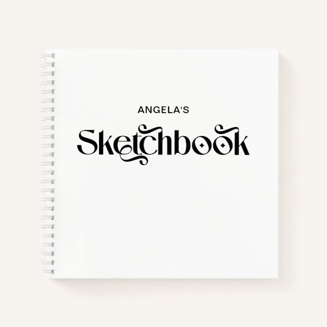 Modern Decorative Elegant Typography Sketch Notebook (Front)