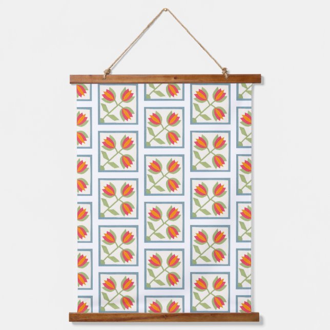 Modern Decorative Flowers Pattern Hanging Tapestry (Front)