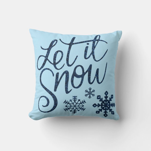 Modern Decorative Let it Snow Crystal Snowflake Cushion (Front)