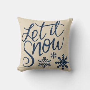 Modern Decorative Let it Snow Crystal Snowflake Cushion