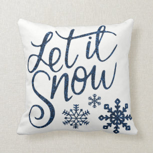 Modern Decorative Let it Snow Crystal Snowflake Cushion