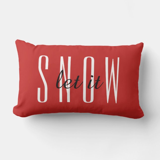 Modern Decorative Let it Snow Typography Lumbar Cushion (Front)