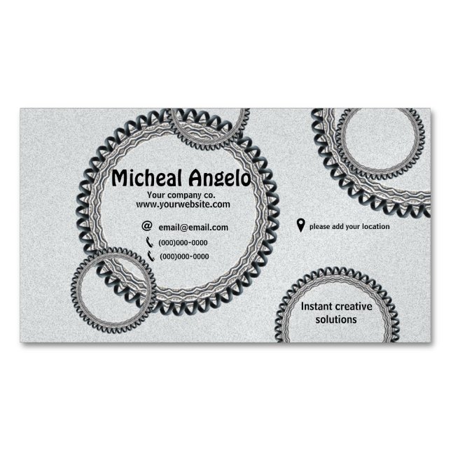 Modern decorative light blue business card magnet (Front)