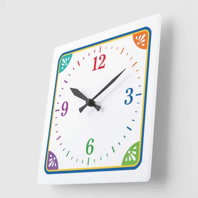Modern Decorative Timepiece for Home & Office Square Wall Clock (Angle)