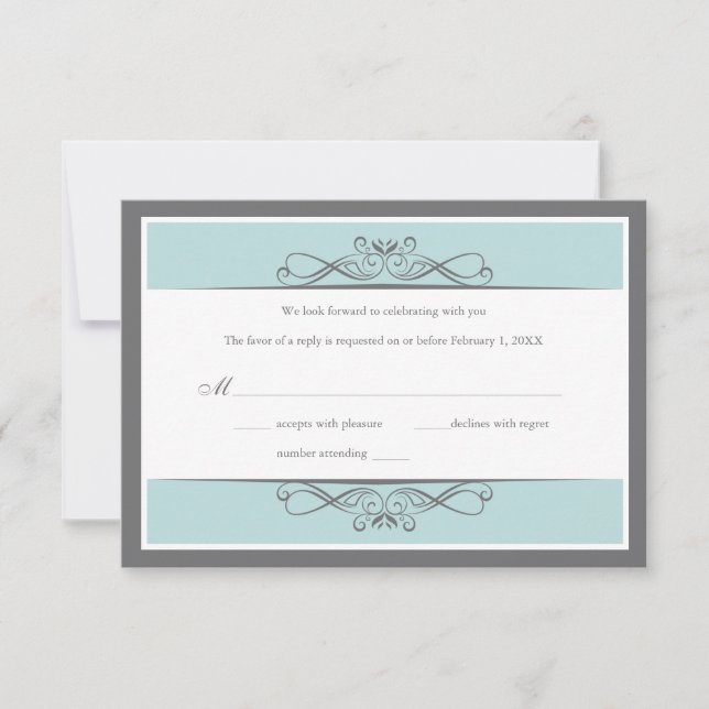 Modern Decorative Wedding (Horizontal) Reply Card (Front)
