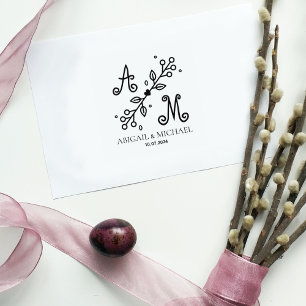 Modern Decorative Wedding Monogram Rubber Stamp