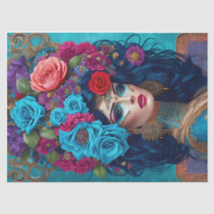 Modern Decoupage Flowers Crowned Tissue Paper