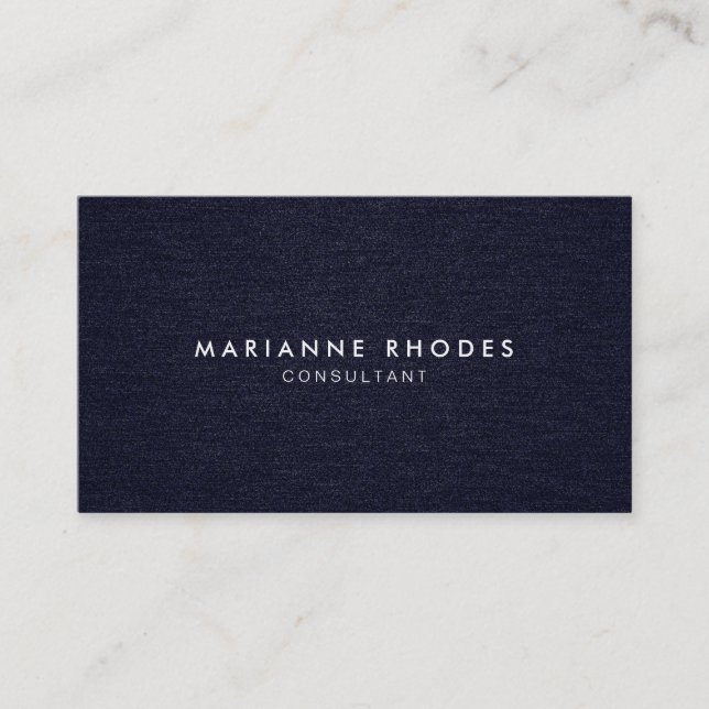 Modern Deep Blue Denim Minimalistic Business Card (Front)