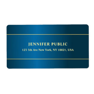 Modern Deep Blue Gold Text Name Template Shipping