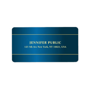 Modern Deep Blue Gold Text Template Professional Label