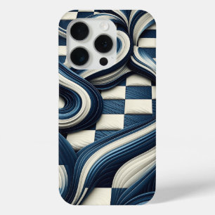 Modern Deep Blue & Ivory Fluid Waves Phone Case