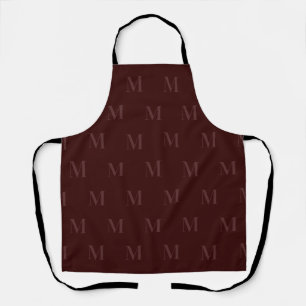Modern Deep Burgundy Minimalist Monogram Apron