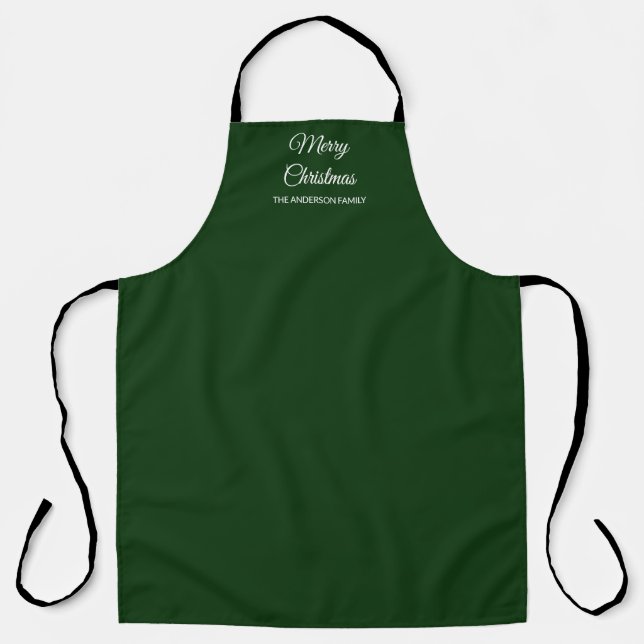 Modern deep dark green solid Christmas holiday Apron (Front)