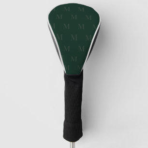 Modern Deep Forest Green Minimalist Monogram Golf Head Cover