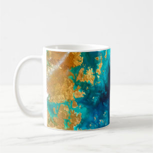 Modern Deep Navy Blue & Gold Earth Abstract  Coffee Mug