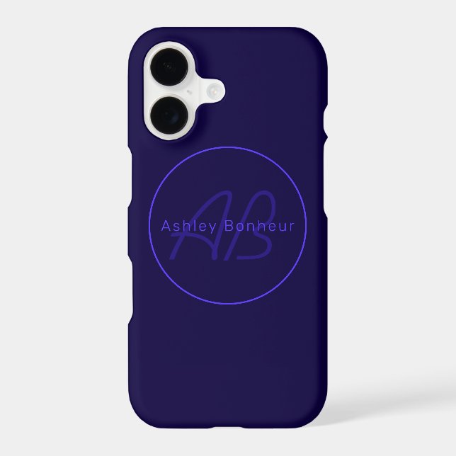 Modern Deep Purple Colours | Cool Name & Monogram (Back)