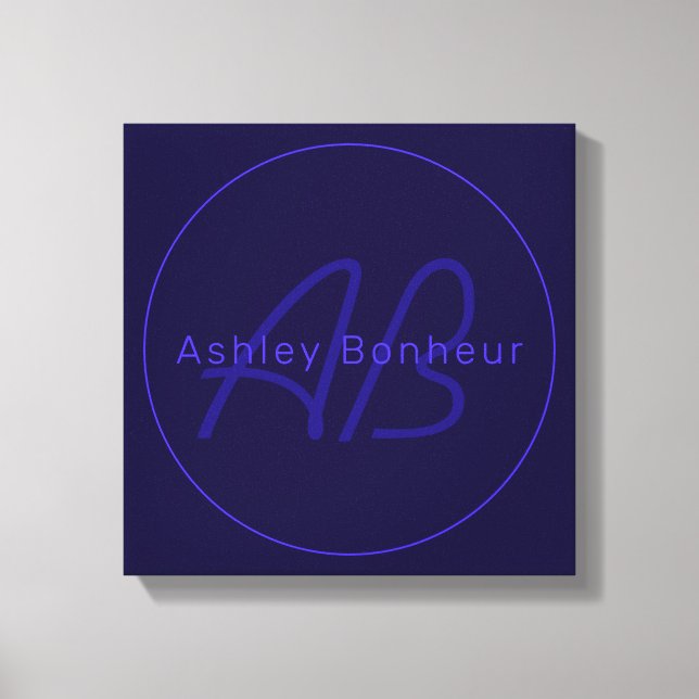 Modern Deep Purple Colours | Cool Name & Monogram Canvas Print (Front)