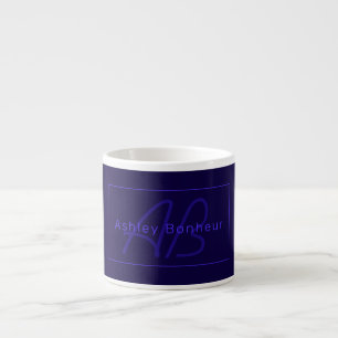 Modern Deep Purple Colours   Cool Name & Monogram Espresso Cup