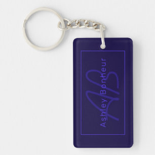 Modern Deep Purple Colours   Cool Name & Monogram Key Ring