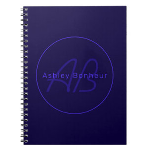 Modern Deep Purple Colours Cool Name & Monogram Notebook