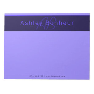 Modern Deep Purple Colours   Cool Name & Monogram Notepad