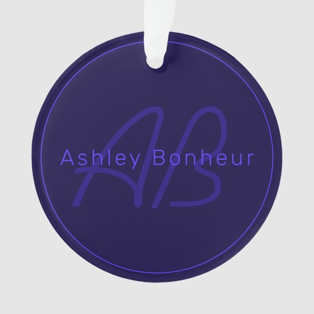 Modern Deep Purple Colours | Cool Name & Monogram Ornament (Front)