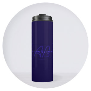 Modern Deep Purple Colours   Cool Name & Monogram Thermal Tumbler