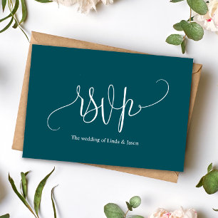 Modern Deep Teal Wedding Meal Choice RSVP Card