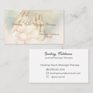 Modern Deeper Watercolor Hands Massage Therapist Business Card