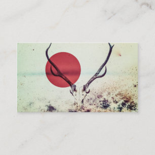 Modern Deer Head and Red Sun Artwork Business Card